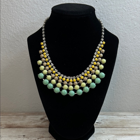 Fossil Brand Yellow and Mint Beaded Statement Necklace - Picture 1 of 4